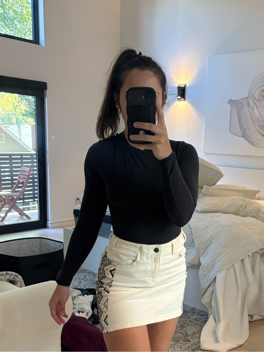 SKIMS Black Long Sleeve Layering Top